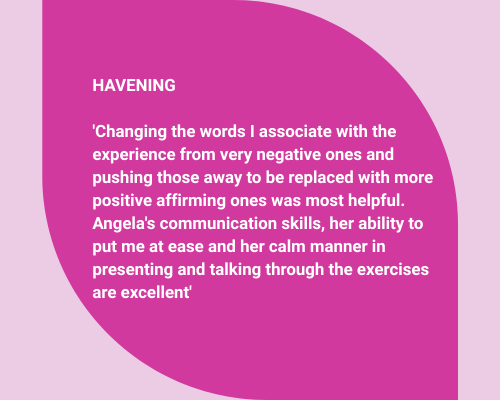 Quote about Havening therapy emphasizing the importance of changing negative associations to positive ones, highlighting the effectiveness of Angela's communication skills.